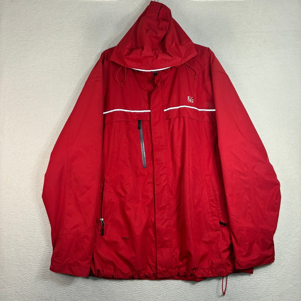 Chick fil A Oobe Team Style Jacket Men 2XL Red Ripstop Hooded Windbreaker Rain